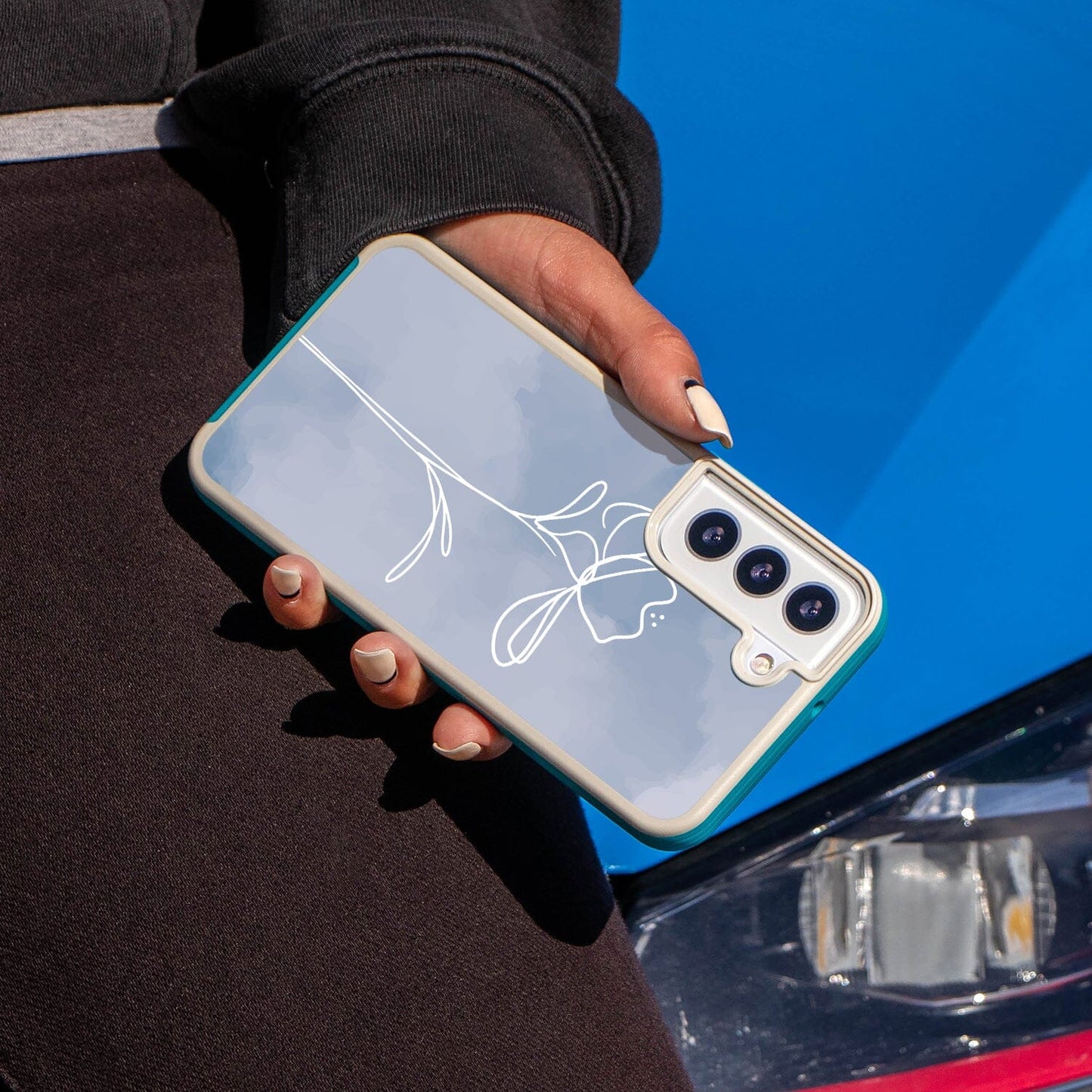 Samsung Galaxy S22 Cobalt Day Break Design Fremont Grip Case Floral Blue (On Hand)
