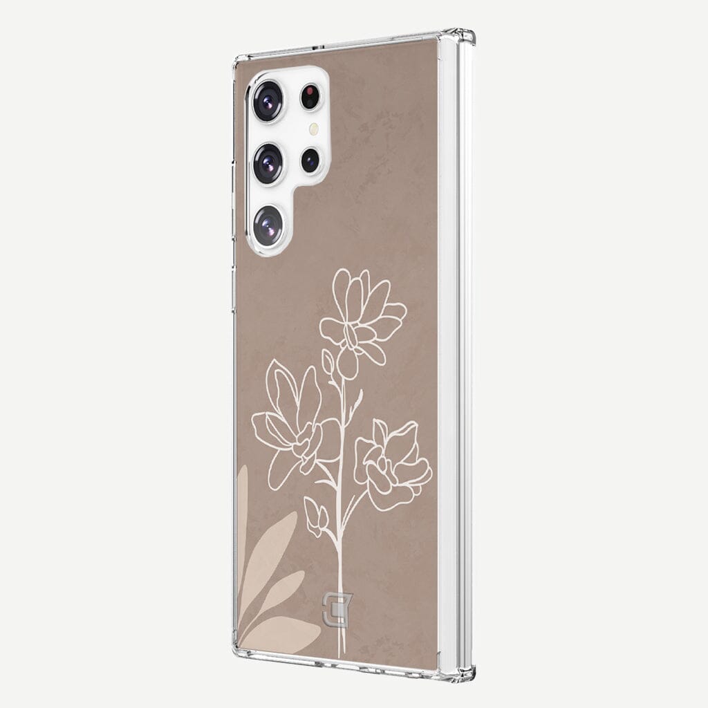 Samsung Galaxy S22 Ultra Case - In Bloom Brown Flower Design